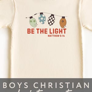 Kristen jultröja för pojkar, barn, retro bibelvers-t-shirt, jul, Jesus-t-shirt för småbarn, religiös ungdom, Var ljuset-tröja bild 8