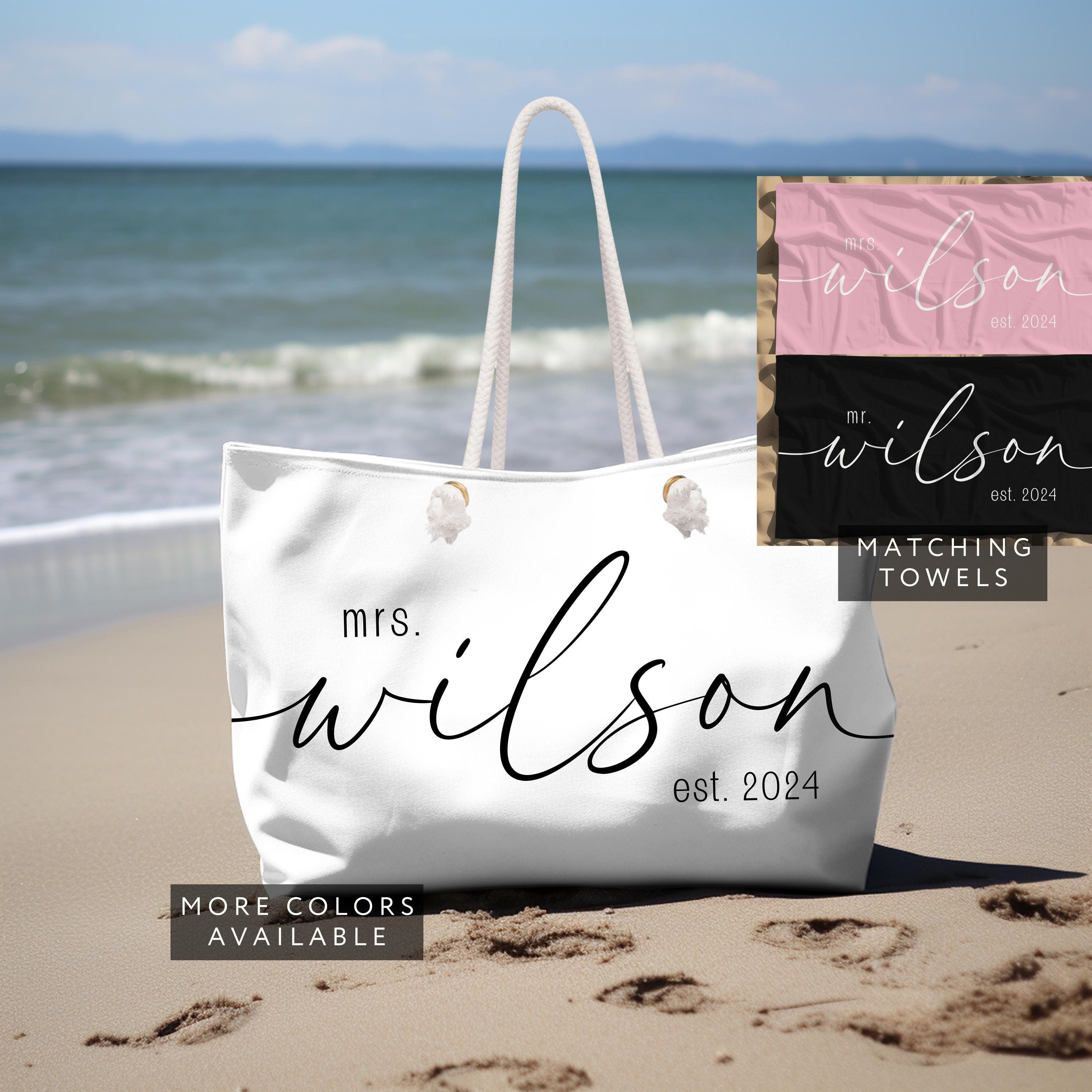 Personalised honeymoon beach bag sale