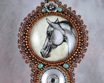 Horse Necklace - Cowgirl Necklace- Arabian Horse Necklace - Beaded Horse Necklace - Bead Embroidered Horse Necklace