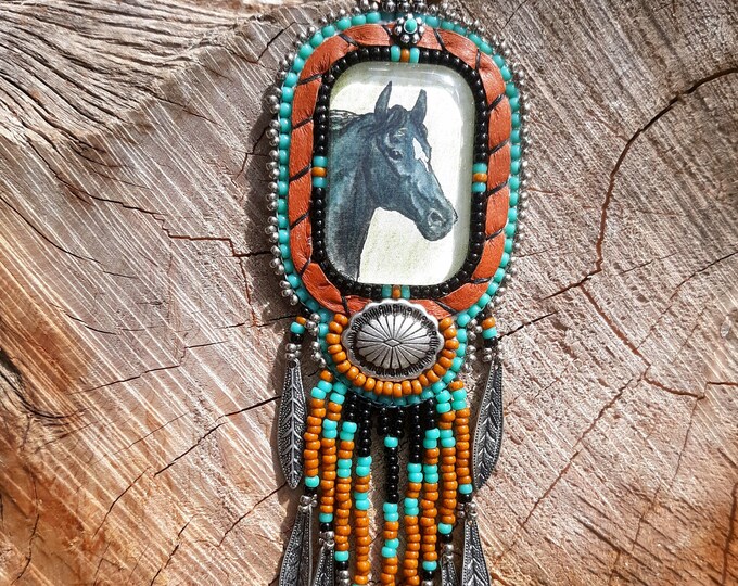 Horse Necklace Black Horse Necklace Beaded Horse Necklace Etsy