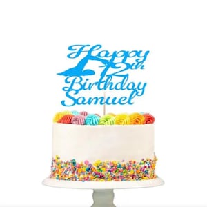 Décoration de gâteau personnalisée pour joyeux anniversaire de natation, tous les noms et tous les âges