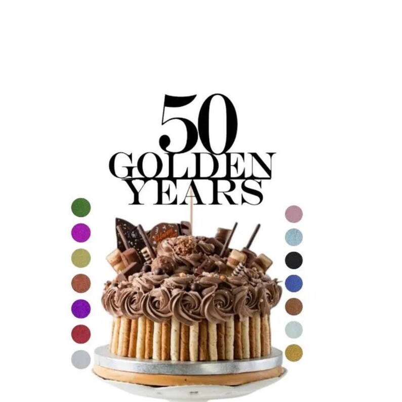 Cheers To 50 Years, 50th Birthday Cake Topper, Happy 50th Cake