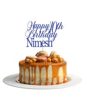 Happy 40th Birthday Cake Topper Any Name And Age Personalized Birthday Cake Toppers, 25th 30th,50th Anniversary Cake Decoration (Gold)