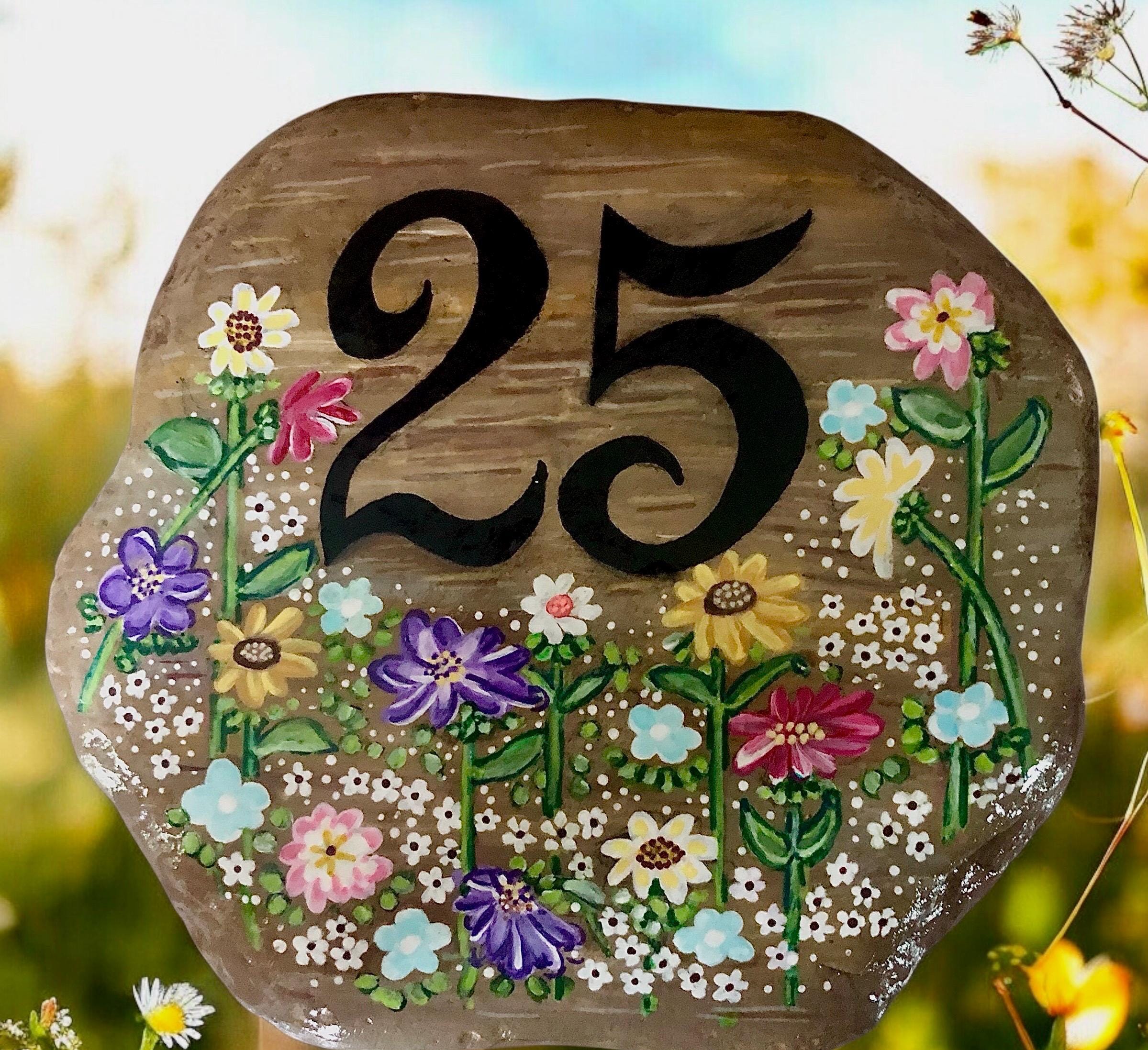 Personalized Hand Painted Rock Art, Address Marker Rock, Birthday Rock,Custom Housewarming Gift, Custom Rock Art, Home and Garden Decor Rock