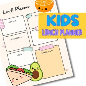 Kids Lunch Planner Printable Cute &amp; Fun Meal Planner Instant Download ...