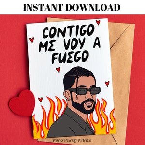Tarjeta del Día de San Valentín Bad Bunny, Tarjeta de felicitación imprimible para novio, Tarjeta romántica para esposa novia, Tarjeta de aniversario