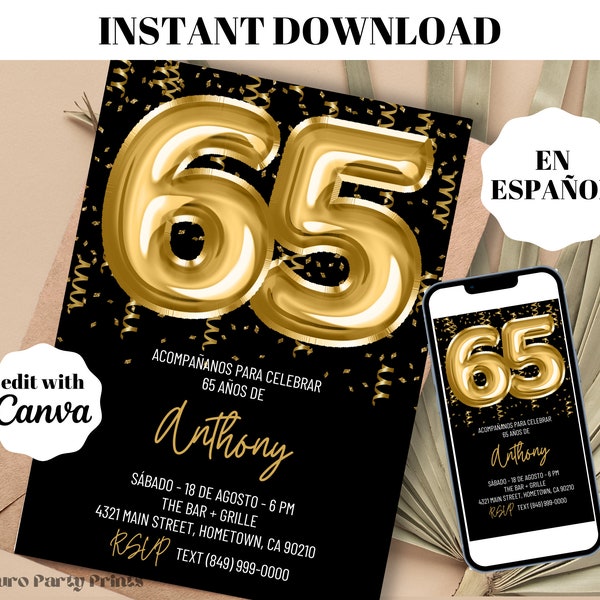 65th Invite Digital - Etsy