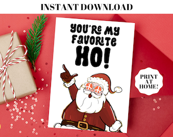 You're My Favorite Ho Funny Printable Christmas Card, Funny Santa Printable Holiday Card, Digital Download, Adult Christmas Greeting Card