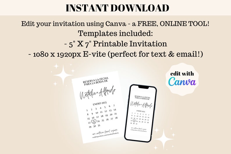 INSTANT Editable Save the Date Template for Wedding SPANISH Reserva La