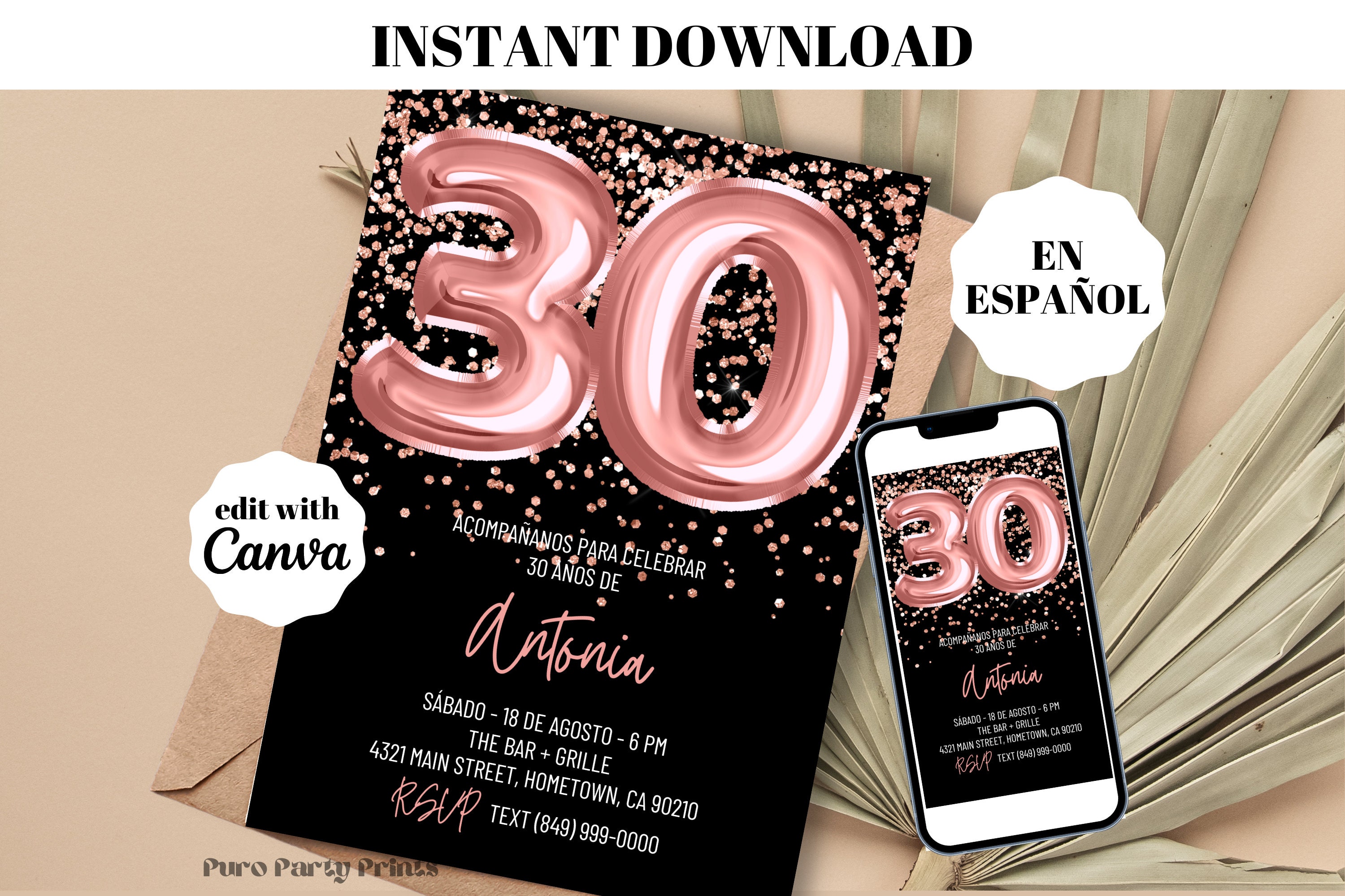 Invitación De 50 Años Mujer, SPANISH 50th Birthday Invitation, 50 Años  Cumpleaños Adulto Mujer, Invitacion De 50 Anos, Invitacion De 50 Años 