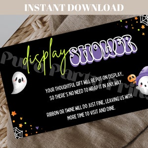 INSTANT Little Boo is Due Display Shower Insert Card Halloween Baby Shower Printable Download Baby Cute Ghost Spooky Baby Shower H2