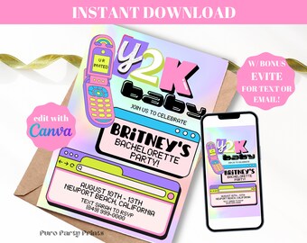 Y2k Party Invitation Template Etsy