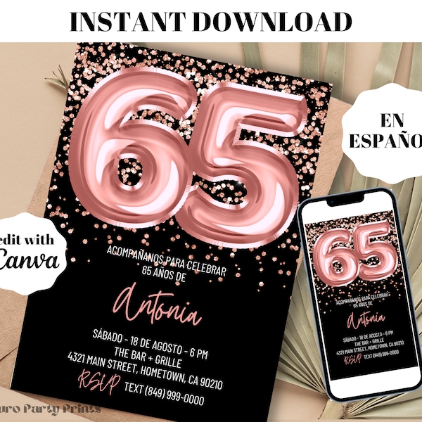 65th Birthday Invitations - Etsy