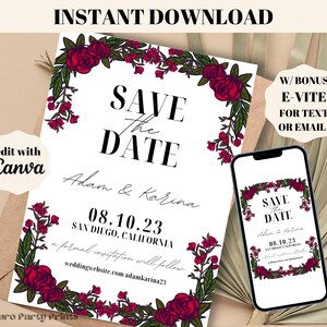 DIRECT bewerkbare Save the Date-sjabloon voor bruiloft met kalender, minimalistische Save the Date-kaart, verlovingsaankondiging, bewaar onze datum