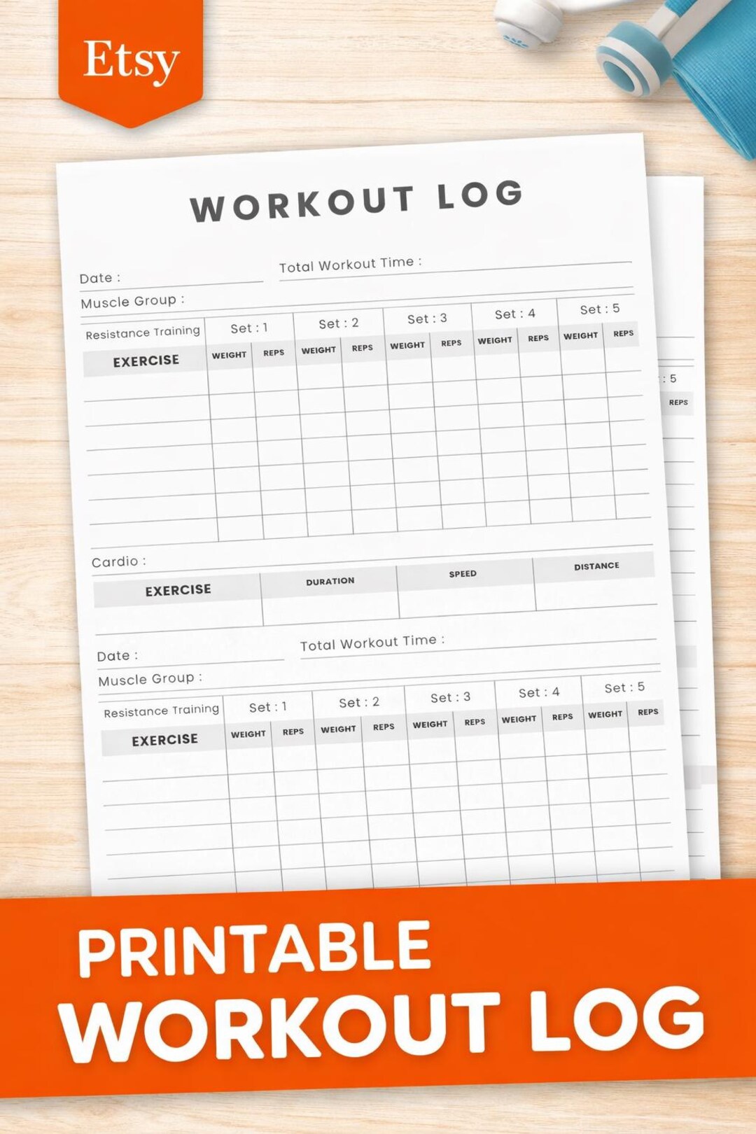 Printable Workout Log Template, Gym Fitness Planner PDF, Strength ...