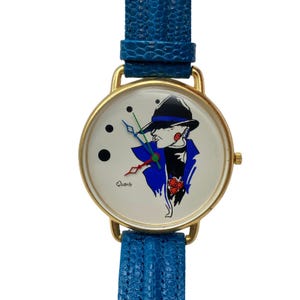 Unique Art Illustrated Vintage Women's Watch 44mm - New Battery Adjustable image 1