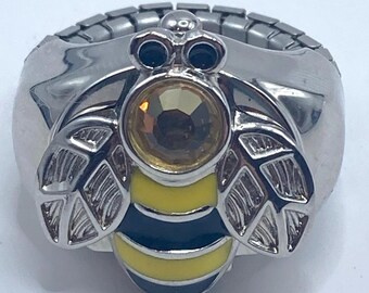 Bumblebee Peek A Boo Women's Finger Ring Watch - Fresh Battery - Expandable
