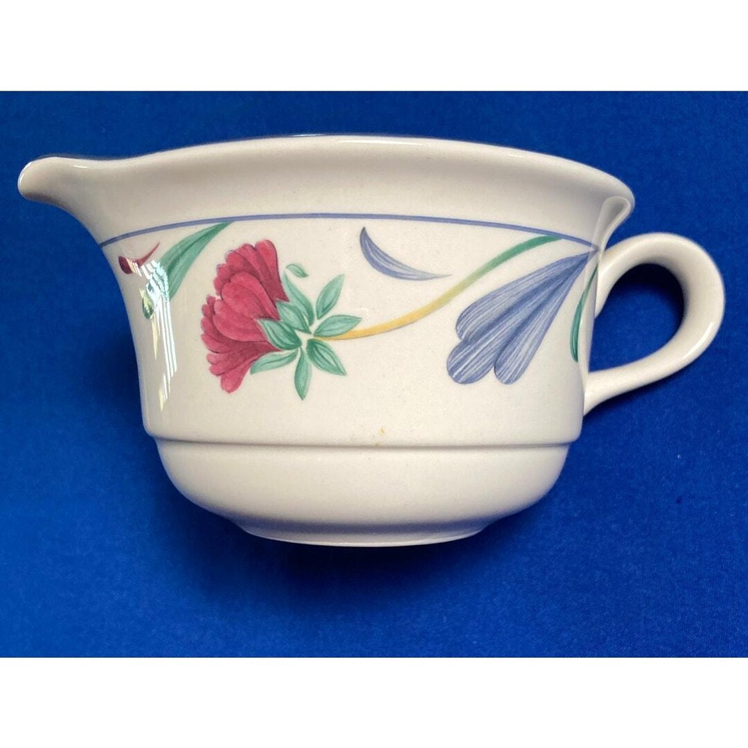 Lenox Chinastone Poppies on Blue Gravy Boat or Small Creamer