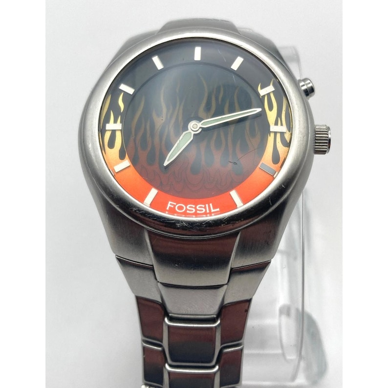 Fossil Big Tic Flame Animation JR-8115 Men's Watch 39mm - New Batteries Works image 1