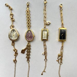 Handmade Women&#39;s Gold Wrist Watch,Unique Dial Watch Bracelet, Elegant Gold Watch,Y2K Charm Watch Bracelet,Personalized Watch,Cute Watch Gift