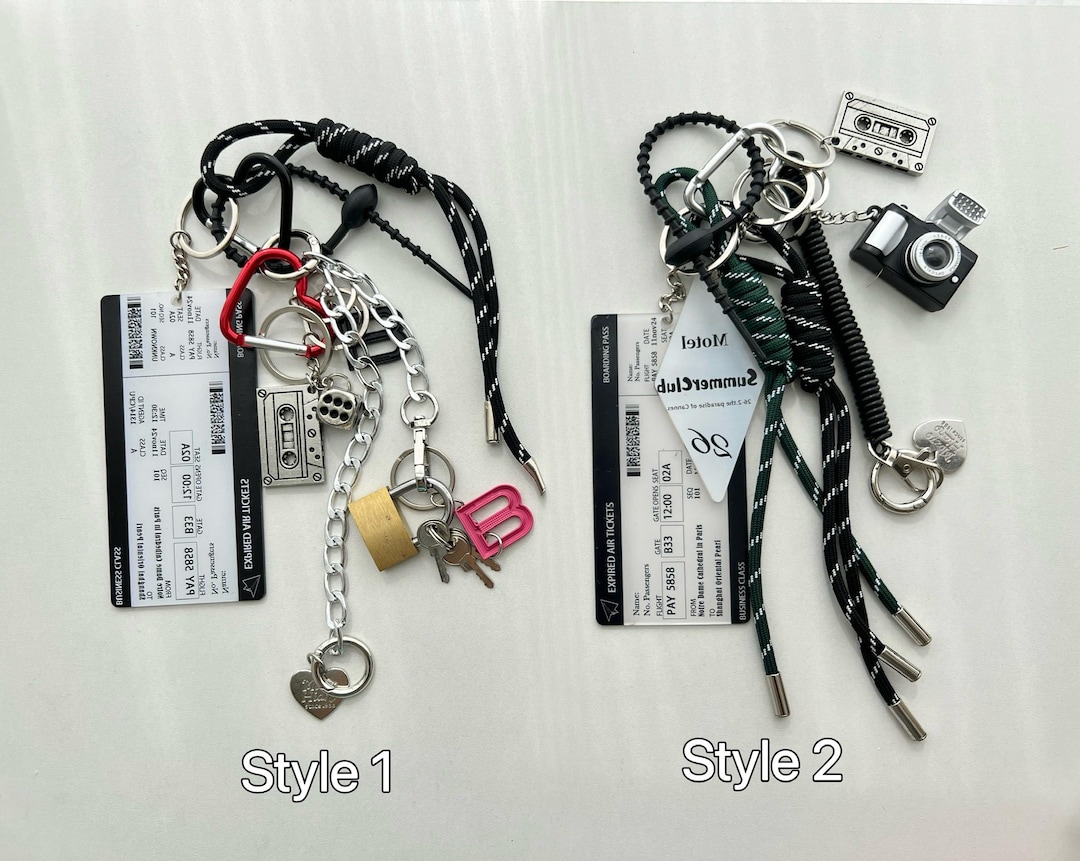 Keychain Y2k Rope Y2K Maximalist Bag Charm, Camera, Cassette Woven Rope Pendant Keychain ...