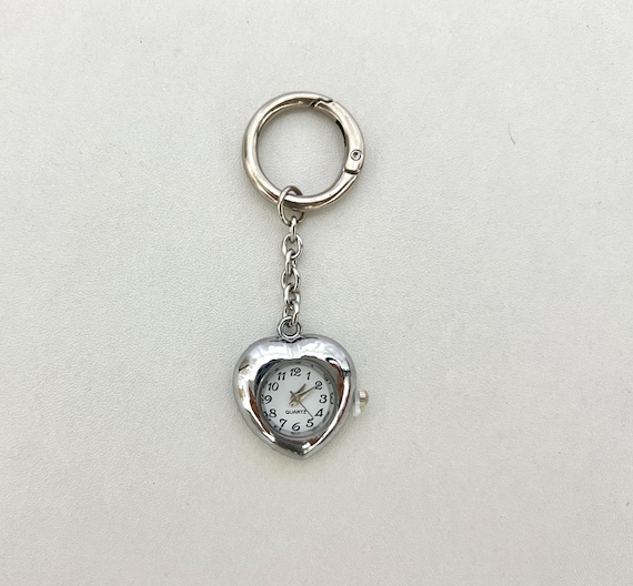 Silver Heart Quartz Watch Key Chain Y2K Heart Watch Keychain,star Charm Bag Accessory,gold Watch  main image 4