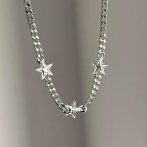 Y2K Star Charm Necklace,Punk Silver Chain Choker Necklace,Silver Star Necklace,Star charm Jewelry，grunge necklace, Unisex jewelry gift