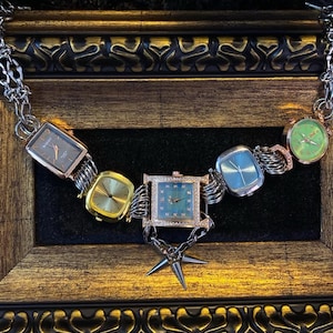 Vintage Punk Multi Color Watch Choker Necklace,Y2K Watch Choker,Grunge Clock Jewelry, Unisex Watch Necklace,Unique Watch Jewelry Gift