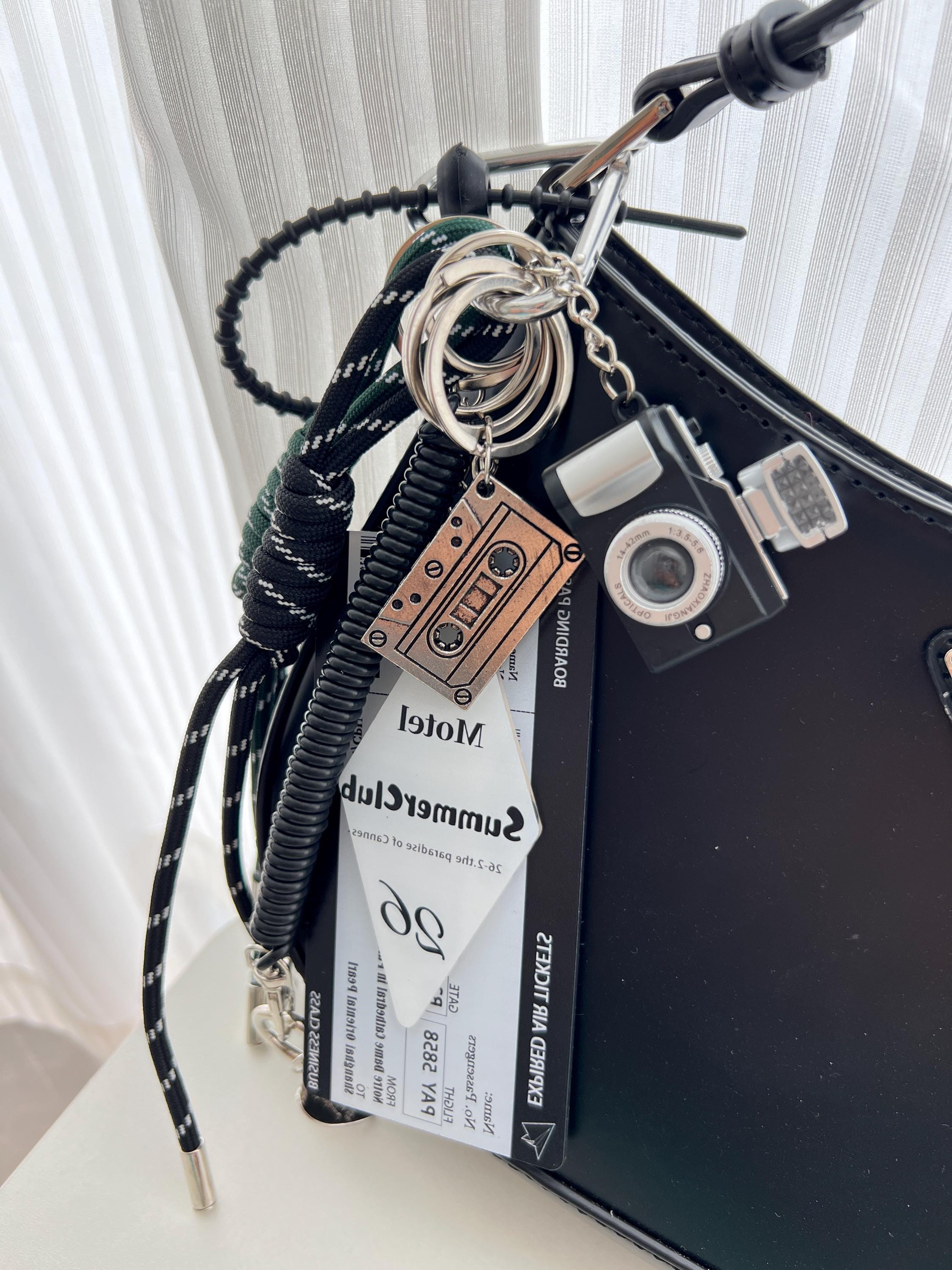 Keychain Y2k Rope Y2K Maximalist Bag Charm, Camera, Cassette Woven Rope Pendant Keychain ...