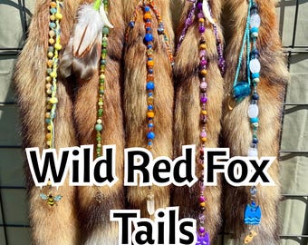 Custom Beaded Tail Keychain for Therians, Furries, Cosplay, Ren Fest, Alternative, Accessory. Byproduct Wild Red Fox Tail, Ethically Sourced