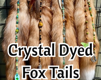 Custom Beaded Tail Keychain for Therians, Furries, Cosplay, Ren Fest, Alternative, Accessory. Byprouct Cry. Dyed Fox Tail, Ethically Sourced
