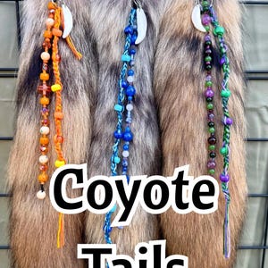 Custom Beaded Tail Keychain for Therians, Furries, Cosplay, Ren Fest, Alternative, Accessory. Coyote Tail, Ethically Sourced