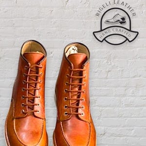 Handcrafted Premium Leather Boots | Vintage Style Moc Toe Work Boots | Men’s Casual Footwear