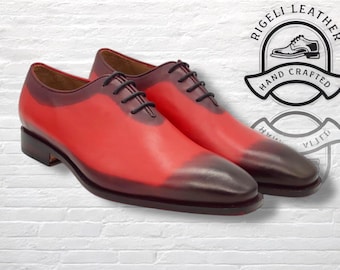 Zapatos Oxford de cuero rojo hechos a mano / Zapatos de vestir a medida