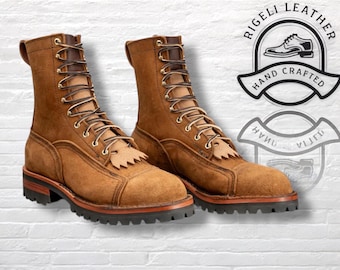 Handgefertigte Wildleder Arbeitsstiefel | Anpassbare Vollledersohle