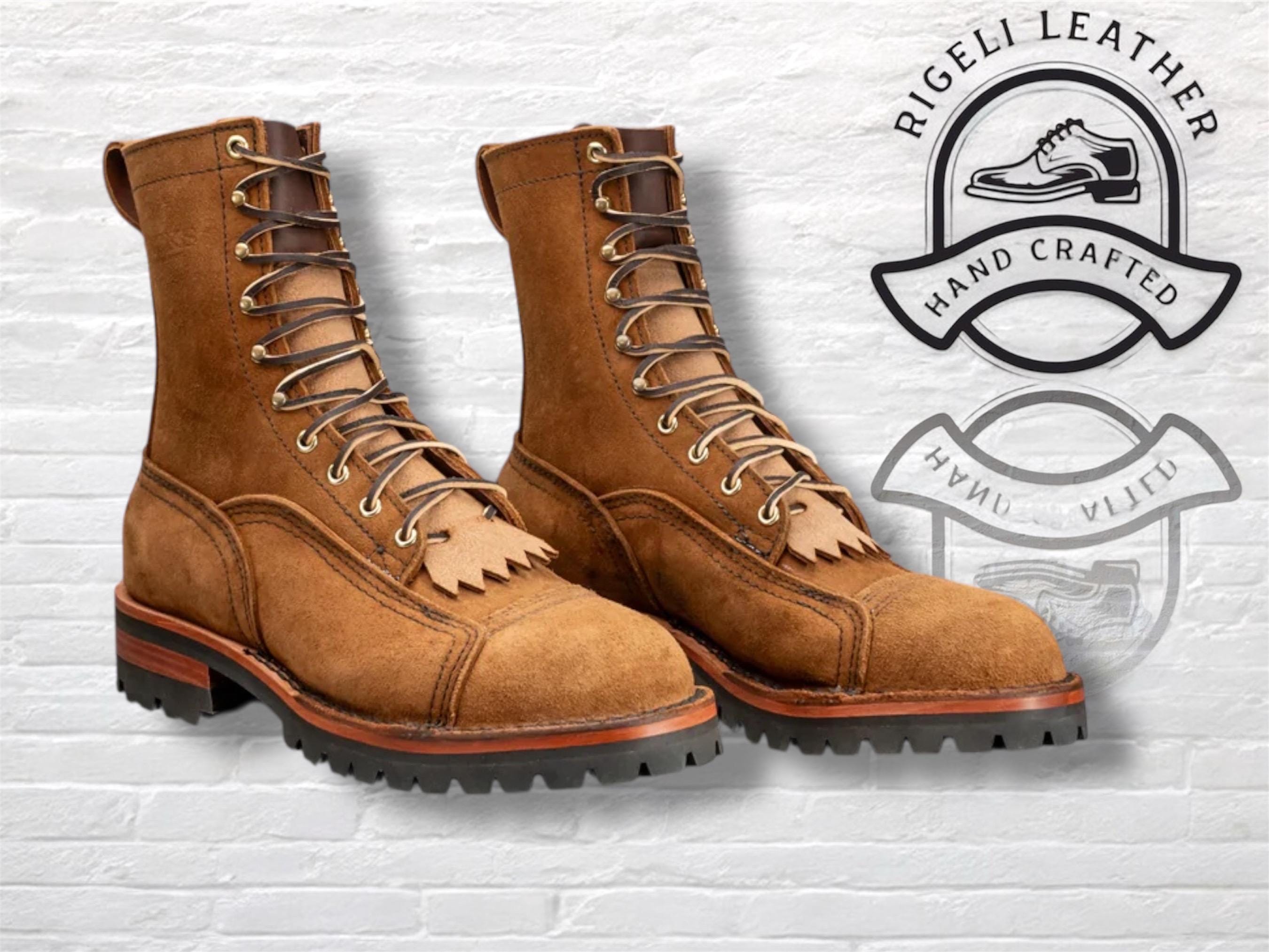 Chippewa Workboots in vintage natural leather Men’s size 7.5EEE Vintage Lace up Boots 7.5 - Etsy main image 3