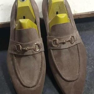 Handmade Suede Loafers: Men's Slip-On Shoes with Horsebit Detail image 2