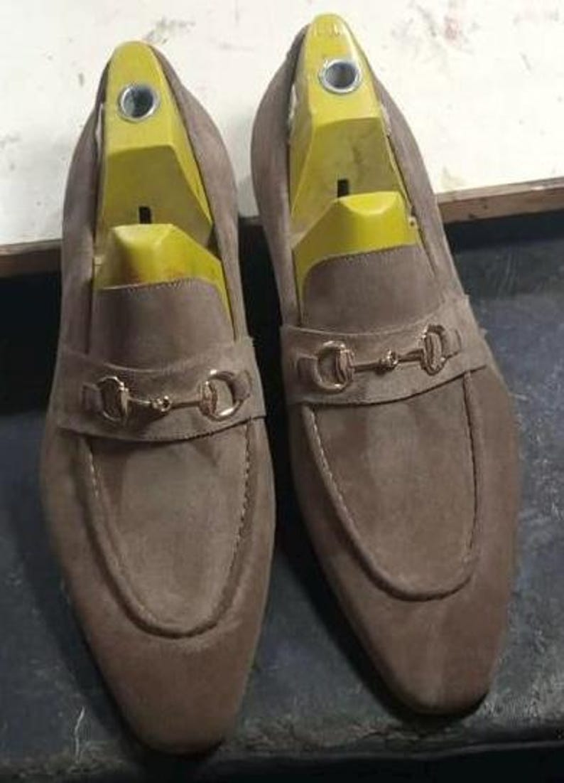 Handmade Suede Loafers: Men's Slip-On Shoes with Horsebit Detail image 2