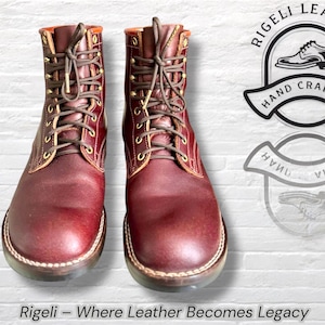 Handcrafted Burgundy Leather Boots: Goodyear Welt Heritage Workwear
