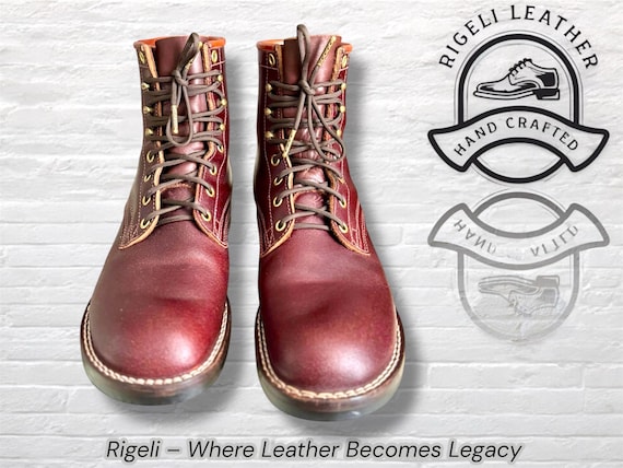 Handcrafted Burgundy Leather Boots: Goodyear Welt Heritage Workwear