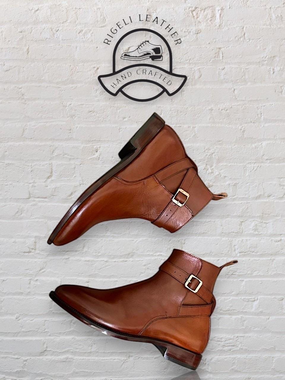 Jodhpur Boots Mens Brown Buckle Boots Handmade Brown Leather Jodhpur Boots  – Men's Ankle Strap Buckle