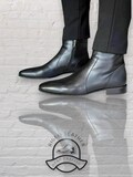 Men’s Handcrafted Black Leather Ankle Boots – Zip-Up Chelsea Dress Boots – Handmade Luxury Footwear