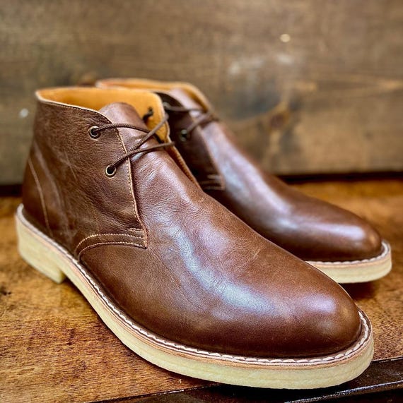 Brown Chukka Boots with Minimalist Design and Lace-Up Closure Goodyear Welted Barefoot Chukka Boots Chocolate Brown Wide  main image 3
