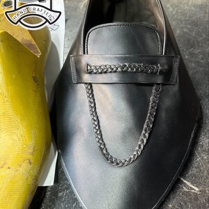 Svarta herrloafers i läder | Handgjorda finskor i fullnarvat läder (anpassad) bild 6