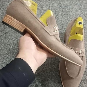 Handmade Suede Loafers: Men's Slip-On Shoes with Horsebit Detail image 3