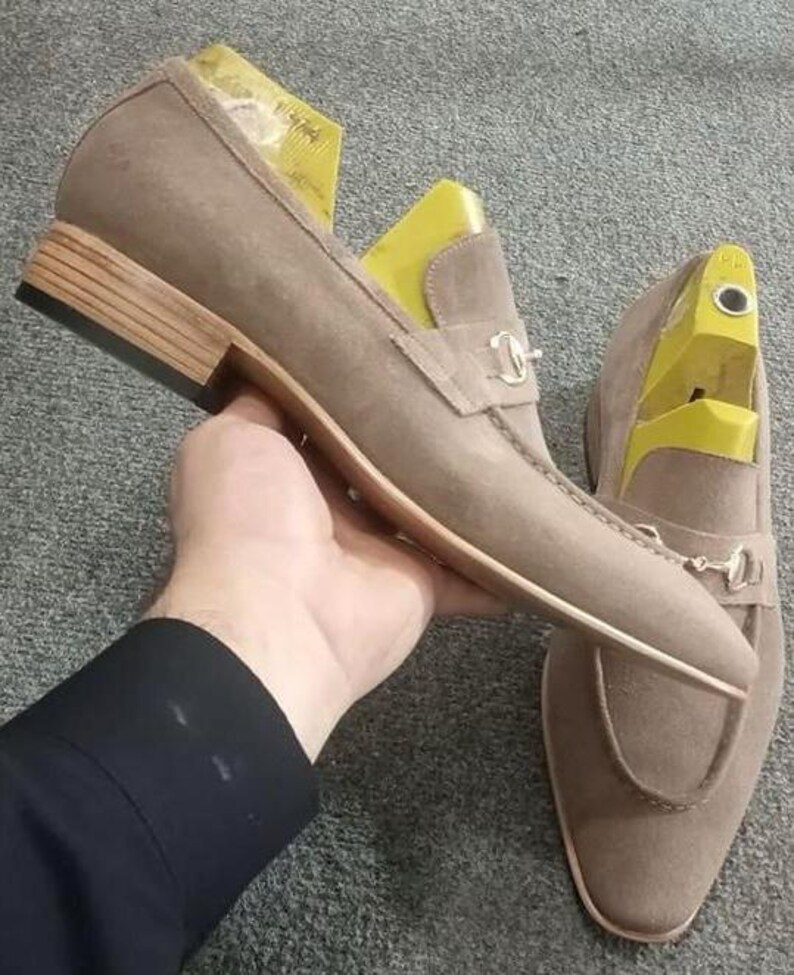 Handmade Suede Loafers: Men's Slip-On Shoes with Horsebit Detail image 3