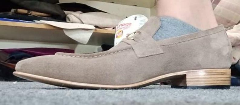 Handmade Suede Loafers: Men's Slip-On Shoes with Horsebit Detail image 4