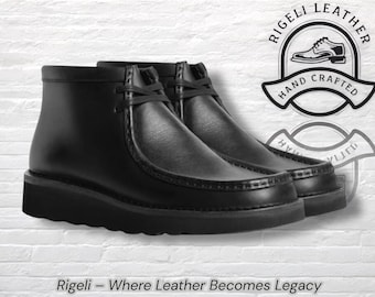 Handmade Men’s Moc Toe Boots – Black Full-Grain Leather | Rugged Goodyear Welt | US 6-15