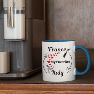 France and Italy Traveler's Coffee Mug, Adventure Mug, Travel Gift, Bespoke Souvenir Gift, Wanderlust mug