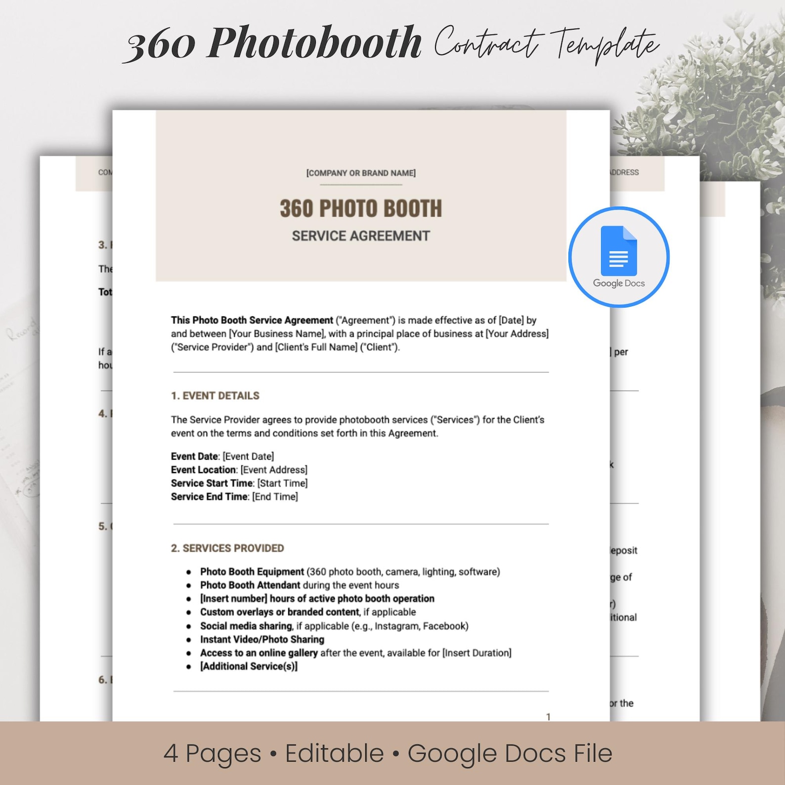 360 Photobooth Contract Template Google Docs 360 Photo Booth Rental ...